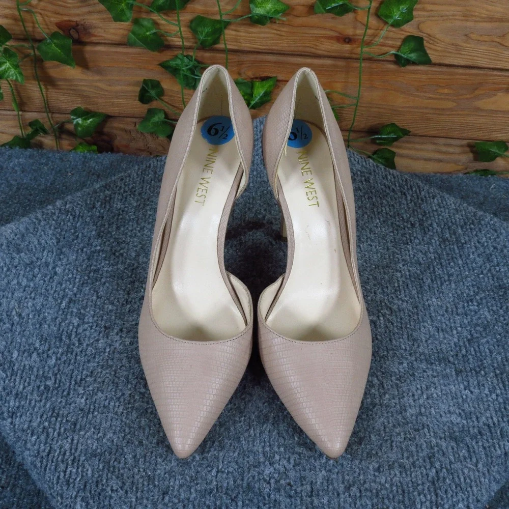 Nine West Just4y3 Women D'Orsay Pump 6.5 Dress Career Nude Textured Stiletto